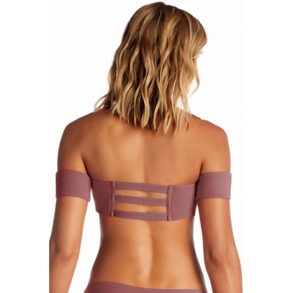 💕VITAMIN A💕 Rose Rib Bikini Set Havana Top + Carmen Bottom Dusty Rose 10 L NWT - Picture 7 of 16